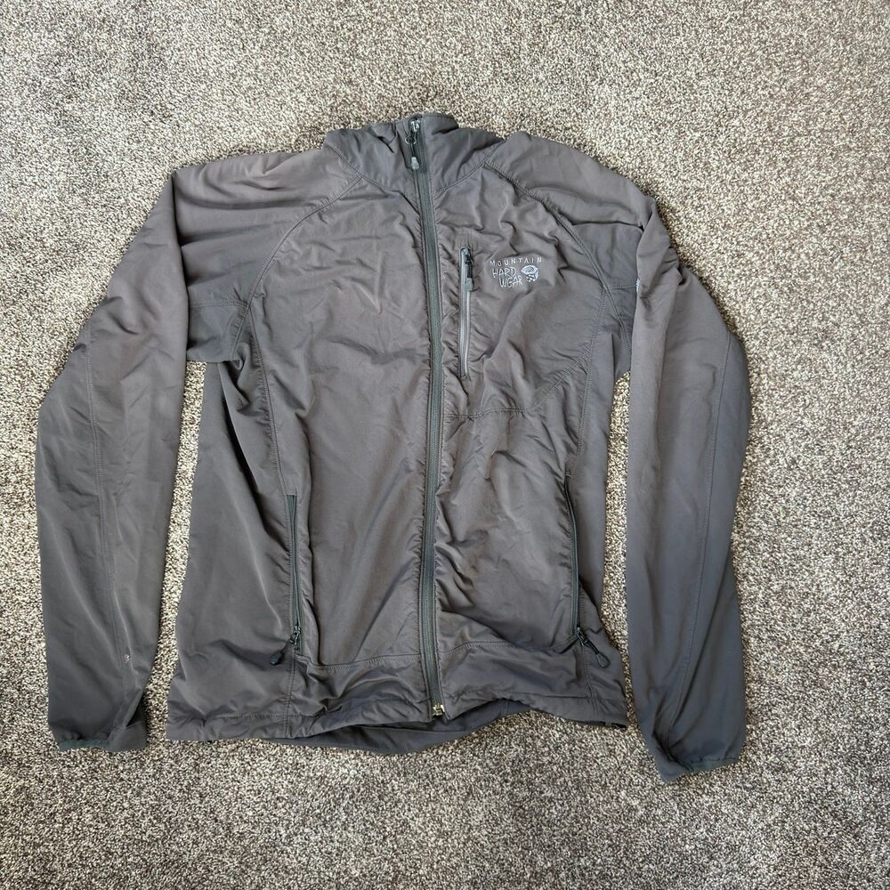 Mountain Hardwear Mens Gray Lightweight Full Zip Hiking Jacket size medium